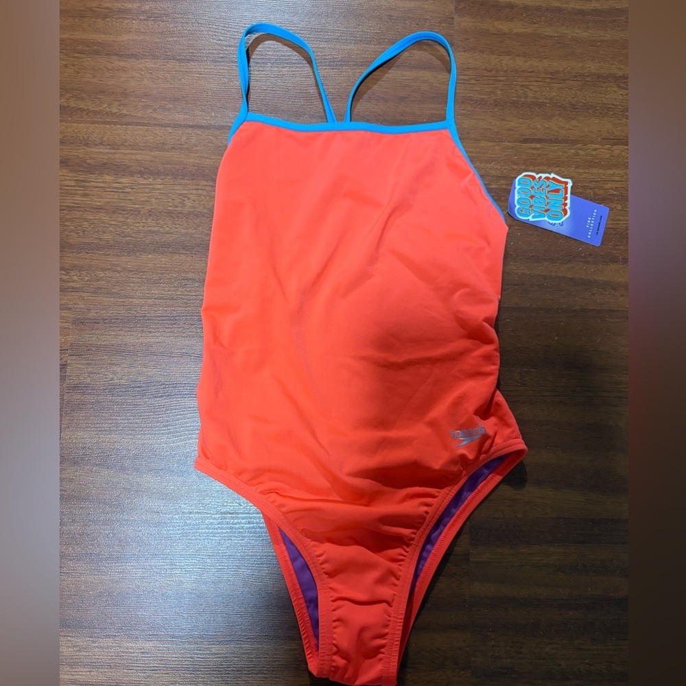 Women's Solid Double Strap One Piece Coral
